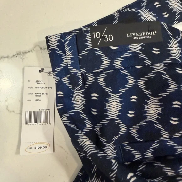 NWT Liverpool navy batik print Kelsey trouser 10/30 - Picture 9 of 11